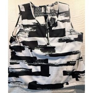 Berek Women Zipper Sleeveless Black & White Tank Shirt XXL New NWT Tags